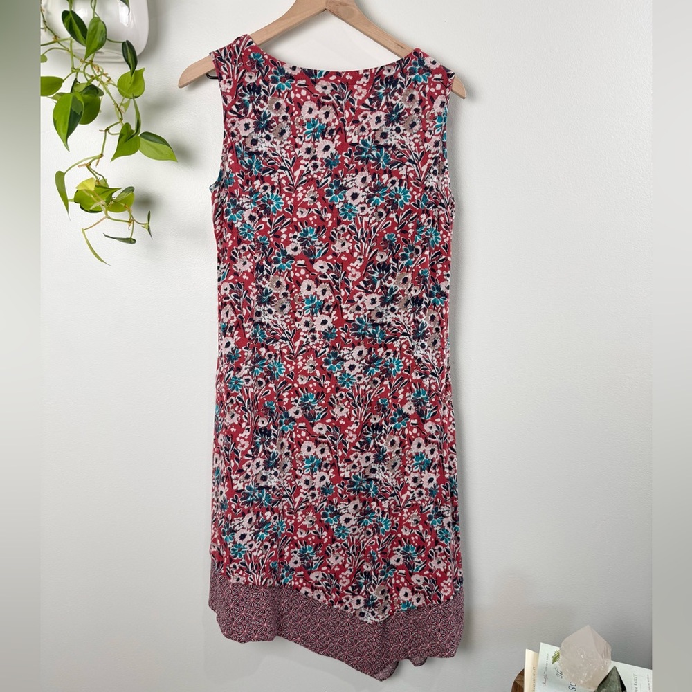 Sahalie Floral Dress Large Red Boho Sleeveless Pocket Lightweight Viscose Travel - Picture 6 of 9